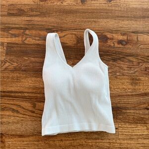 Elegant White Ribbed Tank Top